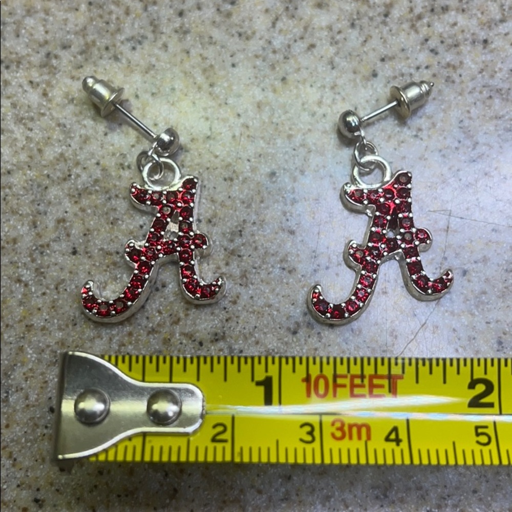 ALABAMA FANS PIERCED EARRINGS RED RHINESTONES
